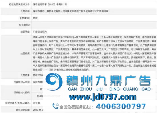腾讯，被罚了20万！